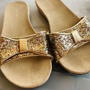 Gold glitter sandals
